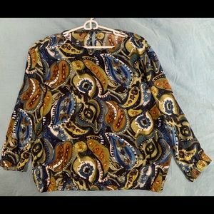 Lafayette 148 NY sz S paisley floral silk blouse